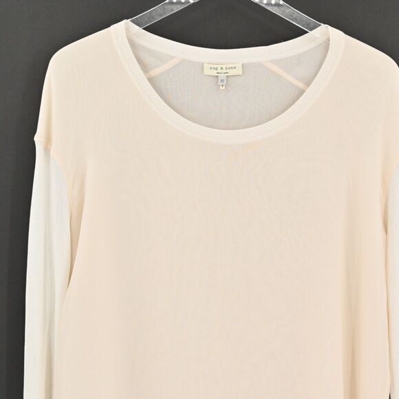 RAG BONE Top Womens Size XS Daria Silk Tunic Ivory Layered Long Knit Sleeve Boho - Picture 3 of 10